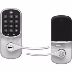 Yale Satin Nickel Assure Lock Entry Door Handle with Wi-Fi Connected Keypad  Smart Door Lock with Handle and Back-Up Key for  ...
