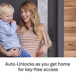Yale Satin Nickel Assure Lock Entry Door Handle with Wi-Fi Connected Keypad  Smart Door Lock with Handle and Back-Up Key for Single Hole Entry Door  Y