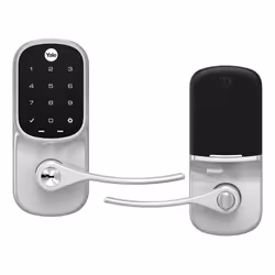 Yale Assure Lever Entry Door Lock with Wi-Fi Connected Touchscreen Satin Nickel Smart Keypad Door Lock with Handle and Back- ...