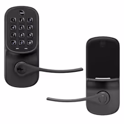 Yale Assure Lever Entry Door Handle with Wi-Fi Connected Physical Keypad Black Suede Smart Door Lock with Handle Back-Up Ke ...