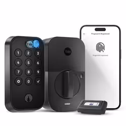 Yale Assure Lock 2 Touch Deadbolt  Black Suede Smart Entry Door Lock with Z-Wave (ZW3) Connected Touch Keypad and Fingerprint ...