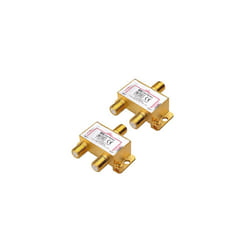 2-Pack Bi-Directional 2.4 Ghz 2 Way Coax Splitter (Coaxial Cable Splitter), TV Aerial Splitter 2 Way Satellite Splitter - All Port Power Passing -