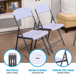 Folding Chair, Alloy Steel, White Granite