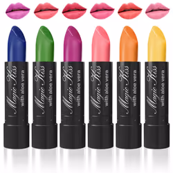 Magic Kiss Color Changing Matte 6 Piece Lipstick Set infused with Aloe Vera Made in USA (Colors of Aloha 1)