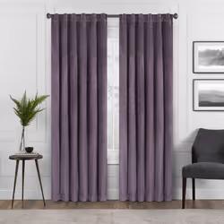 Eclipse Harper Velvet Rod Pocket Curtains for Bedroom Single Panel 50 in x 95 in Plum