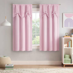 Eclipse Kids Blackout Curtain  Kids Curtain with Bow Tie Up Valance  63 in x 40 in  Thermaback 100% Blackout Curtain with Rod Pocket Header  Curtain f