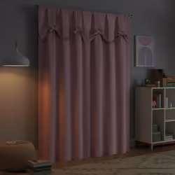 Eclipse Kids Blackout Curtain  Kids Curtain with Bow Tie Up Valance  63 in x 40 in  Thermaback 100% Blackout Curtain with Rod Pocket Header  Curtain f