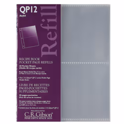 CR Gibson QP-12 Small Recipe Book Pocket Page Refill 20 sheets
