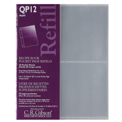 CR Gibson QP-12 Small Recipe Book Pocket Page Refill 20 sheets