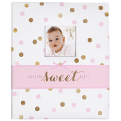 carters B2-14075 White, Pink and gold Polka Dot Baby Memory Book for girls, 60 Pages