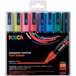 POSCA - uni-ball Mitsubishi Pencil - 8 PC5M Markers - Conical Tip - Classic Colors - Posca Medium Tip - Water Based Paint Mar ...