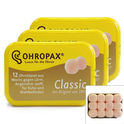 Classic Wax Mouldable Earplugs 3 Packs (18 Pairs)