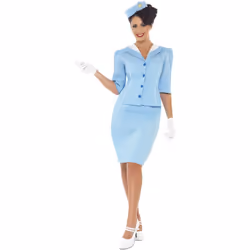 Smiffys womens Air Hostess Costume Blue S - US Size 6-8
