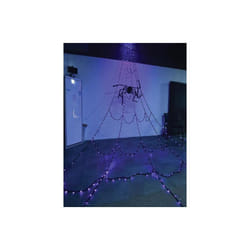 Celebrations 9087000 LED Prelit Giant Web with Spider Hanging Decor, Orange & Purple - 400 Count