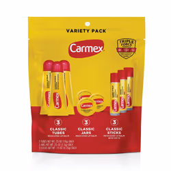 Carmex Classic Medicated Lip Balm Pack Lip Moisturizer for Chapped Lips 9-Count Variety Pack Bag (3 Tubes 3 Sticks 3 Jars ...