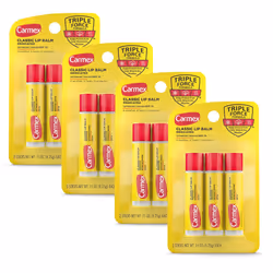 Carmex Classic Medicated Lip Balm Sticks  Lip Moisturizer for Chapped Lips  12 Count (4 Packs of 3)