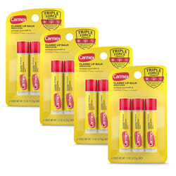 Carmex Classic Medicated Lip Balm Sticks  Lip Moisturizer for Chapped Lips  12 Count (4 Packs of 3)