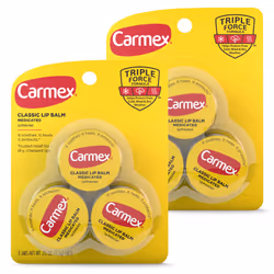 Carmex Medicated Lip Balm Jar Lip Moisturizer for Dry Chapped Lips 0.25 OZ - (2 Packs of 3)