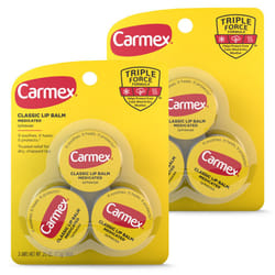 Carmex Medicated Lip Balm Jar  Lip Moisturizer for Dry  Chapped Lips  0.25 OZ - (2 Packs of 3)