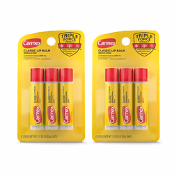 Carmex Medicated Lip Balm Sticks Lip Moisturizer for Dry Chapped Lips 0.15 OZ - (2 Packs of 3)