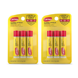 Carmex Medicated Lip Balm Sticks  Lip Moisturizer for Dry  Chapped Lips  0.15 OZ - (2 Packs of 3)