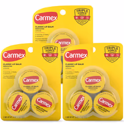 Carmex Classic Medicated Lip Balm Jars Lip Moisturizer for Chapped Lips 9 Count (3 Packs of 3)