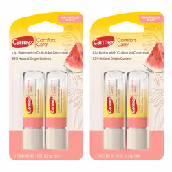 Carmex Comfort Care Lip Balm Sticks with Colloidal Oatmeal Watermelon Blast Flavor 4 Count (2 Packs of 2)