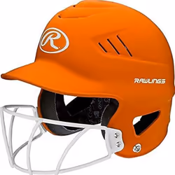 Rawlings | COOLFLO HIGHLIGHTER Batting Helmet | Face Guard Included | One Size Fits Most 6 1/2""""-7 1/2"""" | Matte Orange