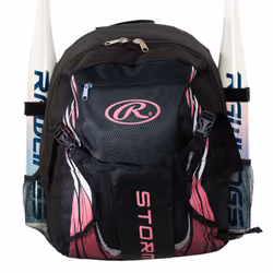 Rawlings Storm Girls Softball Bag Sized for Youth Softball Backpack for Girls or TBall Bag Holds Two Bats Includes Hook to