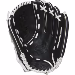 Rawlings Shut Out Series Youth Softball Glove  12.5 inch  Basket Web  Right Hand Throw  Black/White