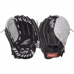 Rawlings | SURE CATCH T-Ball & Youth Baseball Glove | Right Hand Throw | 10.5"" | Black/Grey