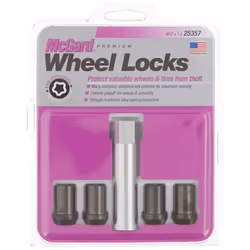 MCGARD 25357 Tuner Style Cone Seat Wheel Locks Black M12 x 1.5 Thread Size - Set of 4 4 Locks / 1 Key