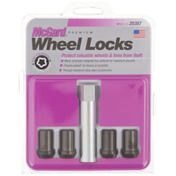 MCGARD 25357 Tuner Style Cone Seat Wheel Locks Black M12 x 1.5 Thread Size - Set of 4  4 Locks / 1 Key
