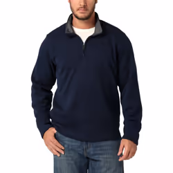 Wrangler Authentics Men's Long Sleeve Fleece Quarter-Zip  Mood Indigo  XX-Large