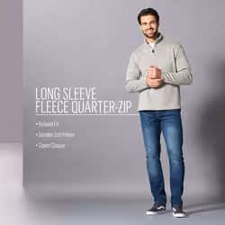 Wrangler Authentics Men's Long Sleeve Fleece Quarter-Zip  Mood Indigo  XX-Large