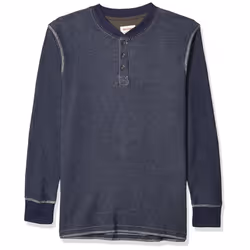 Wrangler Authentics Men's Long Sleeve Waffle Henley, Mood Indigo, X-Large