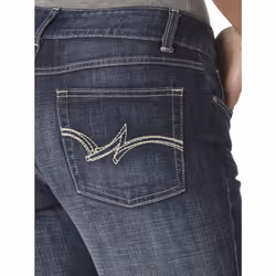 Wrangler womens Western Mid Rise Stretch Straight Leg Jeans  Dark Indi