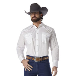 Wrangler mens Long Sleeve Sport Western Snap button down shirts  White  X-Large Tall US