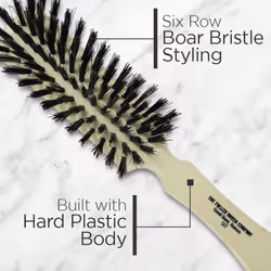 Fuller Brush Lustre Professional Hairbrush - 6 Row Styling Hair Brush & Volumizer w/Natural Boar Bristle For Smoothing All Hair Types