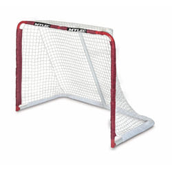 Mylec Steel Junior Hockey Goal for Indoor + Outdoor (52  x 43 )  Easy Assembly  Lightweight  Portable  and Net Weave System (Red  17 Pounds)