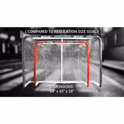 Mylec Steel Junior Hockey Goal for Indoor + Outdoor (52  x 43 )  Easy Assembly  Lightweight  Portable  and Net Weave System (Red  17 Pounds)