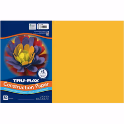 Tru-Ray Heavyweight Construction Paper  Gold  12"""" x 18""""  50 Sheets
