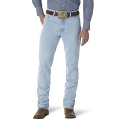 Wrangler Men's Cowboy Cut Slim Fit Jean  Gold Buckle Bleach  28W x 30L