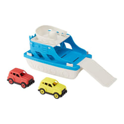 Amazon Basics Ferry Boat with 2 Mini Cars Bathtub Toy for Kids Ages 2 and Up  Blue  Small