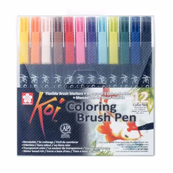 Talens XBR12A, 12 pc(s), Multicolour, Brush tip, Multicolour, Water-based ink, Unisex