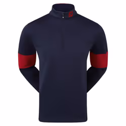 Footjoy Mens Ribbed Chill-Out XP Stretch Fabric Fleece Lined Golf Sweater - M, Navy/Bright Red