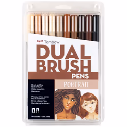 Tombow 56170 Dual Brush Pen Art Markers Portrait 10-Pack. Blendable
