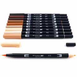 Tombow 56170 Dual Brush Pen Art Markers  Portrait  10-Pack. Blendable