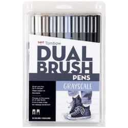 Tombow 56171 Dual Brush Pen Art Markers  Grayscale  10-Pack. Blendable