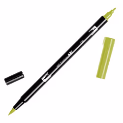 Tombow 56513 Dual Brush Pen Art Marker 126 - Light Olive 1-Pack. Blendable Brush and Fine Tip Marker